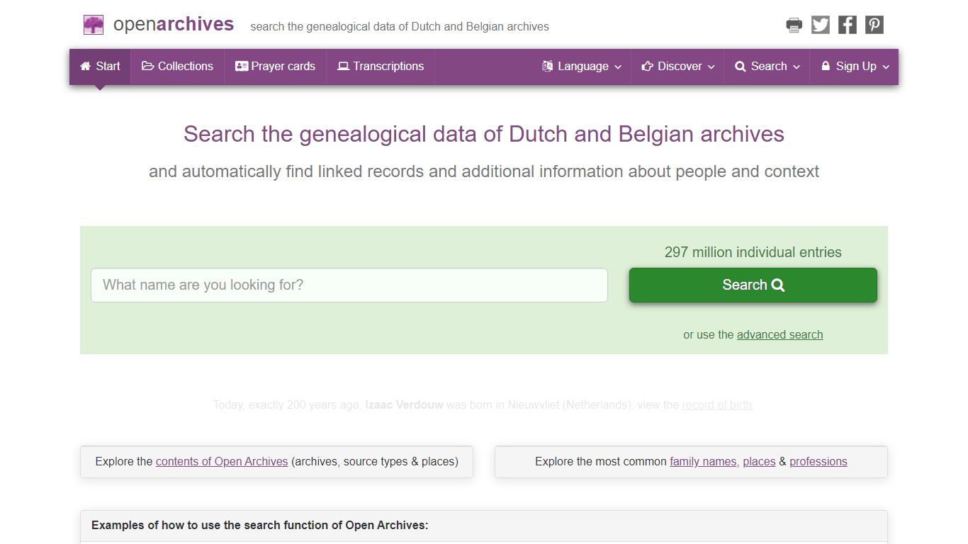 Open Archives - search the genealogical data of Dutch and ...